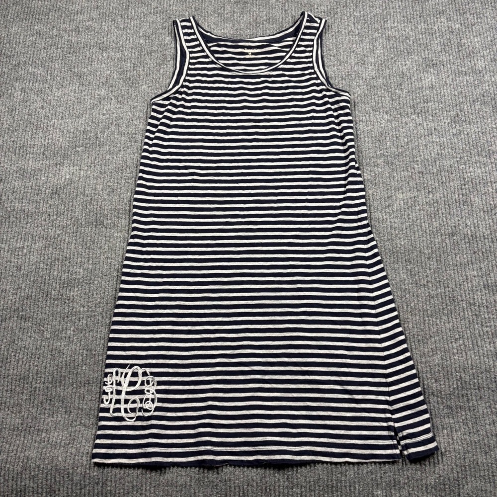 GH Bass & Co Dress Womens M Navy Blue White Striped Sleeveless Tank Monogram